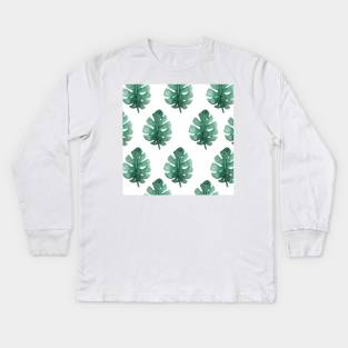 palm leaves pattern design Kids Long Sleeve T-Shirt